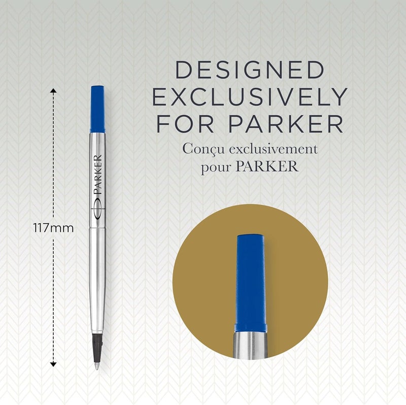 PARKER QUINK Rollerball Pen Ink Refill, Medium, 0.7M, Blue - Image 3